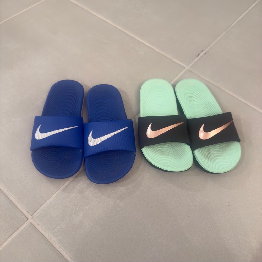 Nike Slide Sandals in Blue and Mint